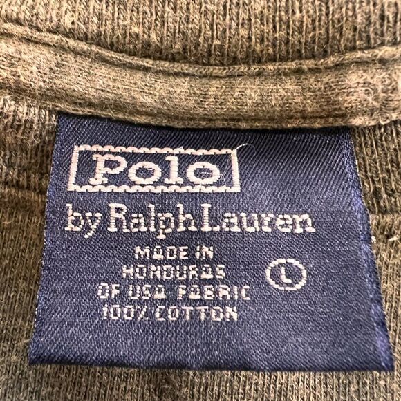 Polo Ralph Lauren Army Green Long Sleeve Crew Neck Tee Navy Pony Logo Men’s L - Picture 6 of 6